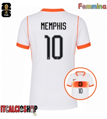 Paesi Bassi Memphis Depay #10 Seconda Maglia Femmina Mondiali 2026 Manica Corta